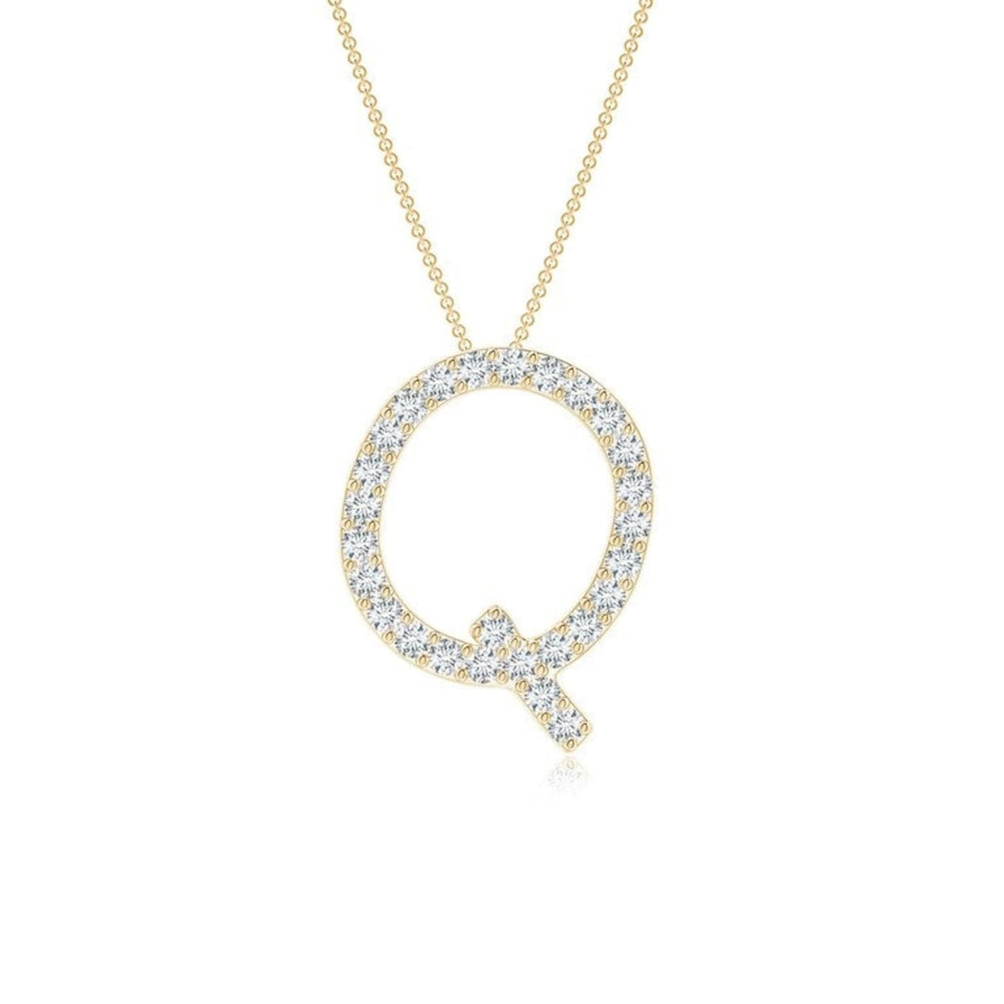 Dainty letter Q lab grown diamond initial pendant