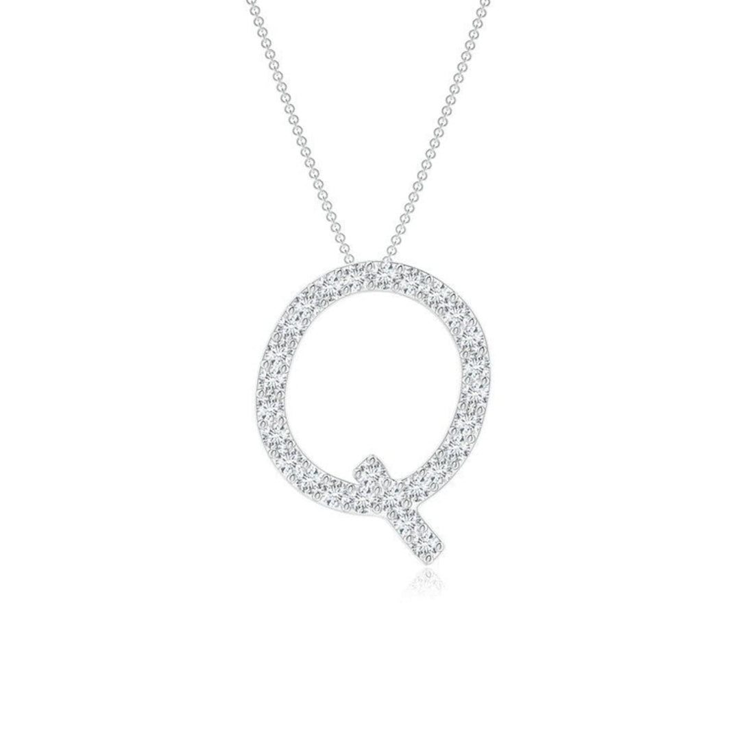 Dainty letter Q lab grown diamond initial pendant