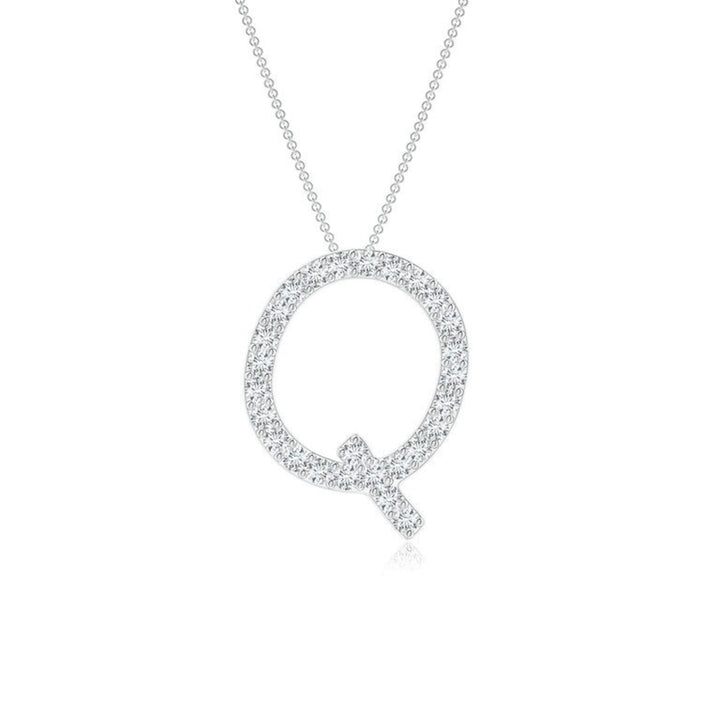 Dainty letter Q lab grown diamond initial pendant