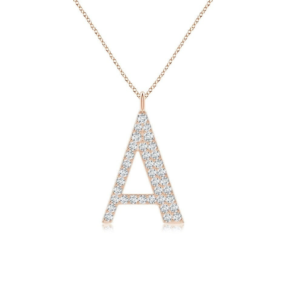 Moissanite Capital "A" Initial Necklace Rose Gold