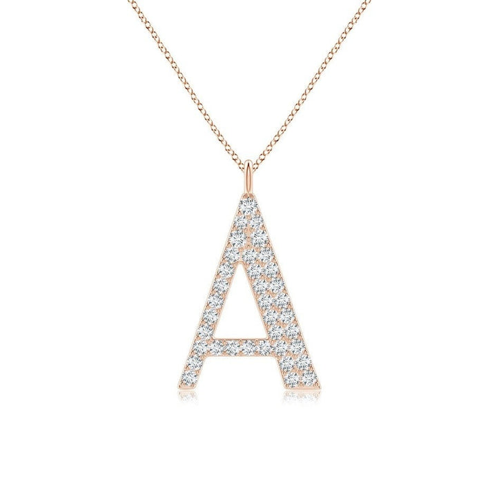 Moissanite Capital "A" Initial Necklace Rose Gold