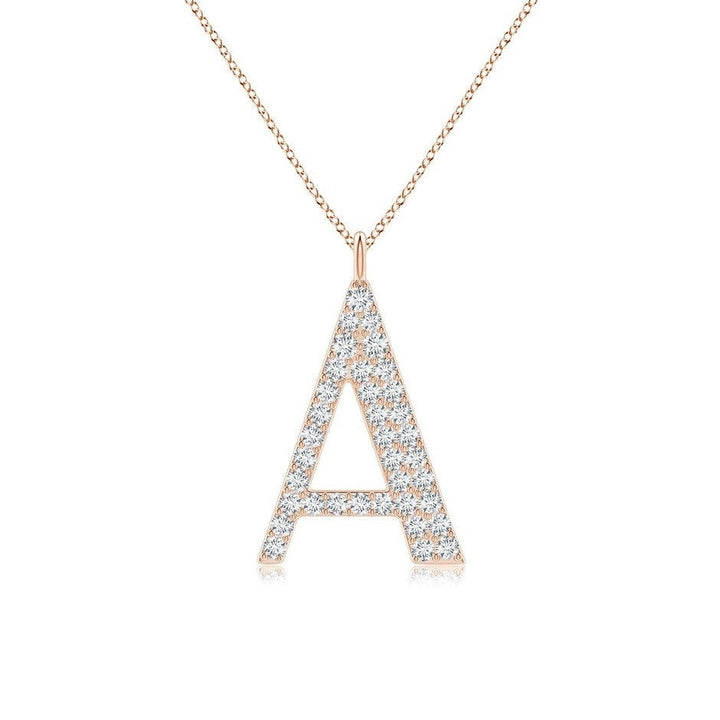 Pavé letter A lab grown diamond initial pendant in rose gold