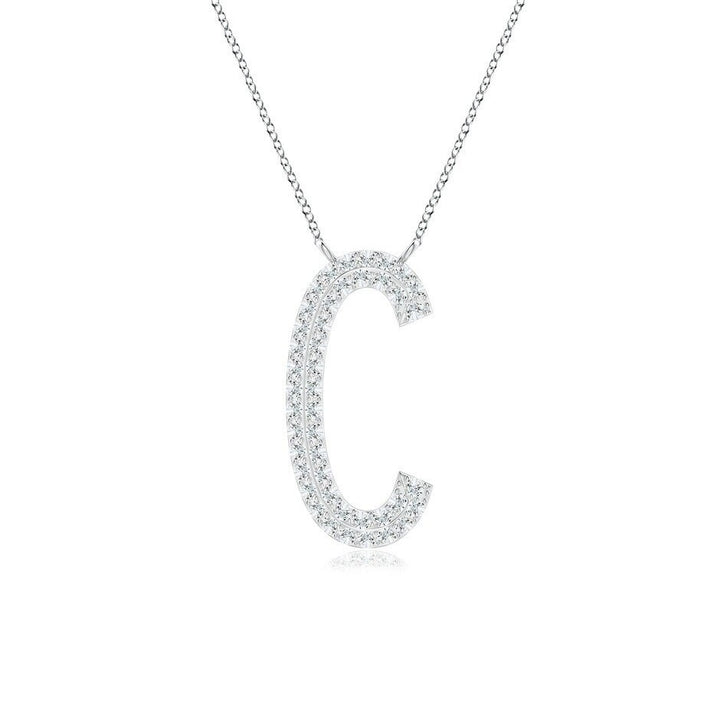 Moissanite Capital "C" Initial Necklace White Gold