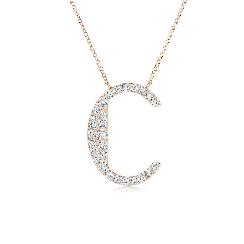 Moissanite Capital "C" Initial Pendant Rose Gold