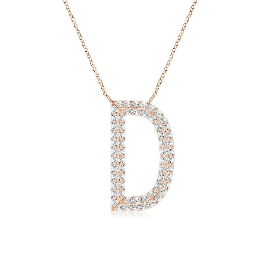 Moissanite Capital "D" Initial Necklaces Rose Gold