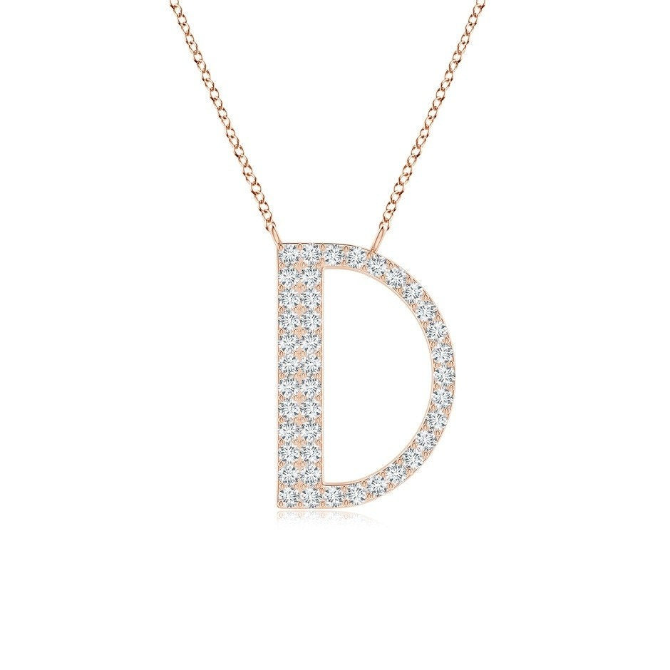 Moissanite Capital "D" Initial Pendant Rose Gold