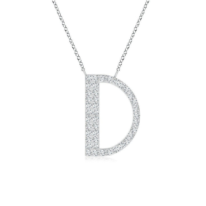 Moissanite Capital "D" Initial Pendant White Gold