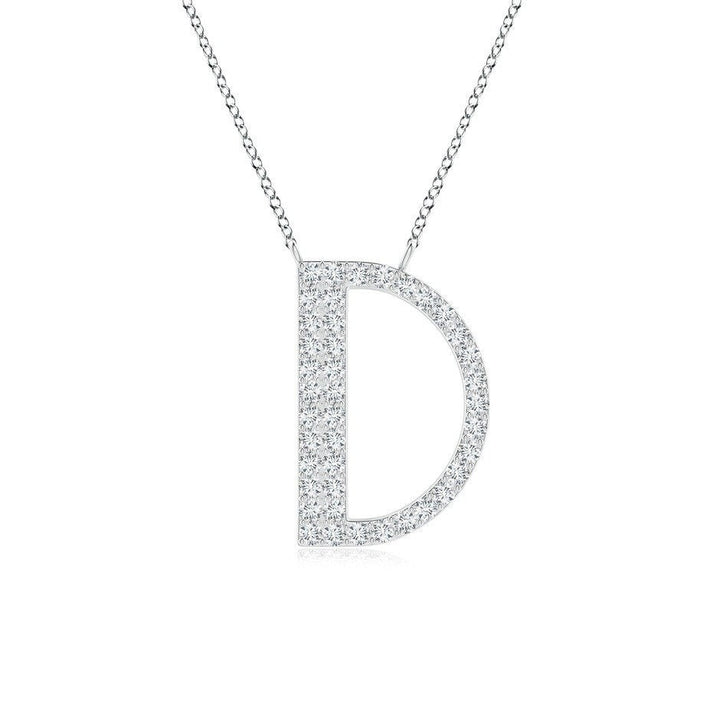 Pavé letter D lab grown diamond initial pendant in white gold