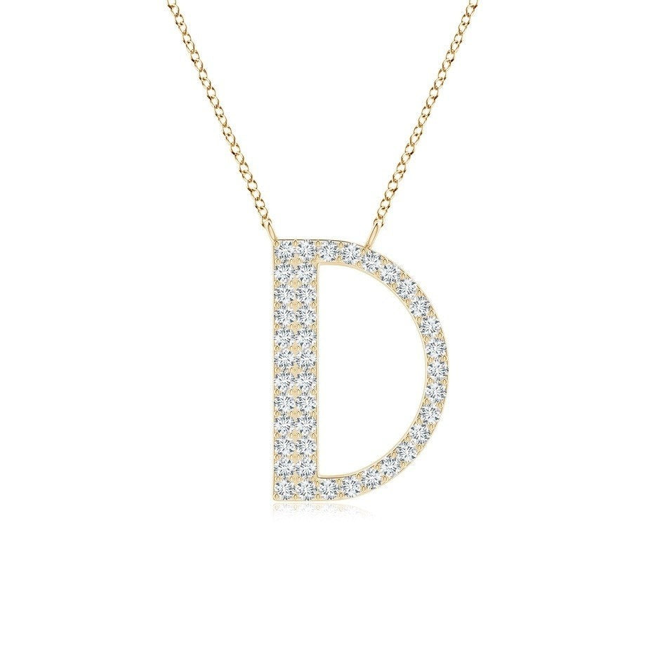 Moissanite Capital "D" Initial Pendant Yellow Gold