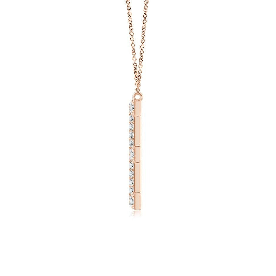 Double Row letter E lab grown diamond initial pendant in rose gold