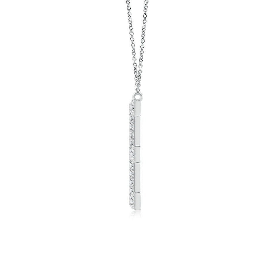 Double Row letter E lab grown diamond initial pendant in white gold