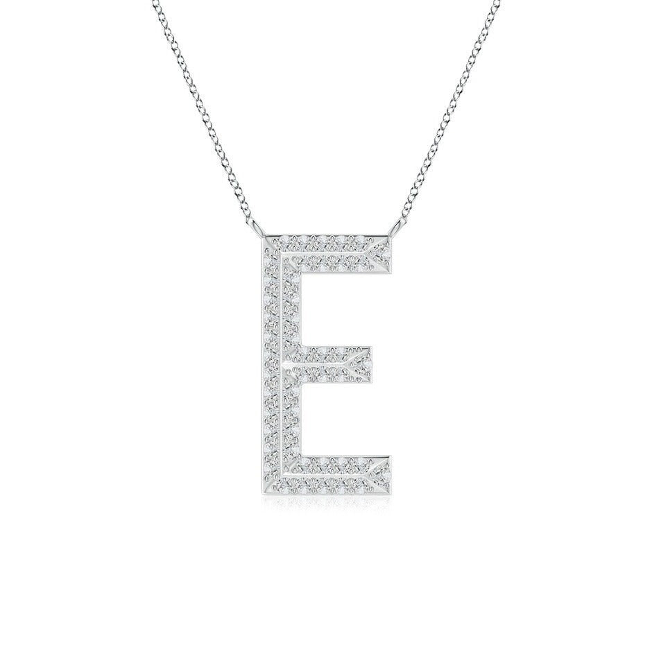 Double Row letter E lab grown diamond initial pendant in white gold