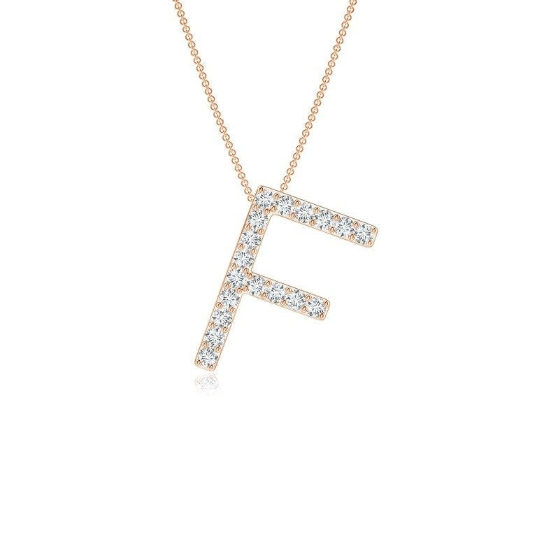 Moissanite Capital "F" Initial Pendant Rose Gold