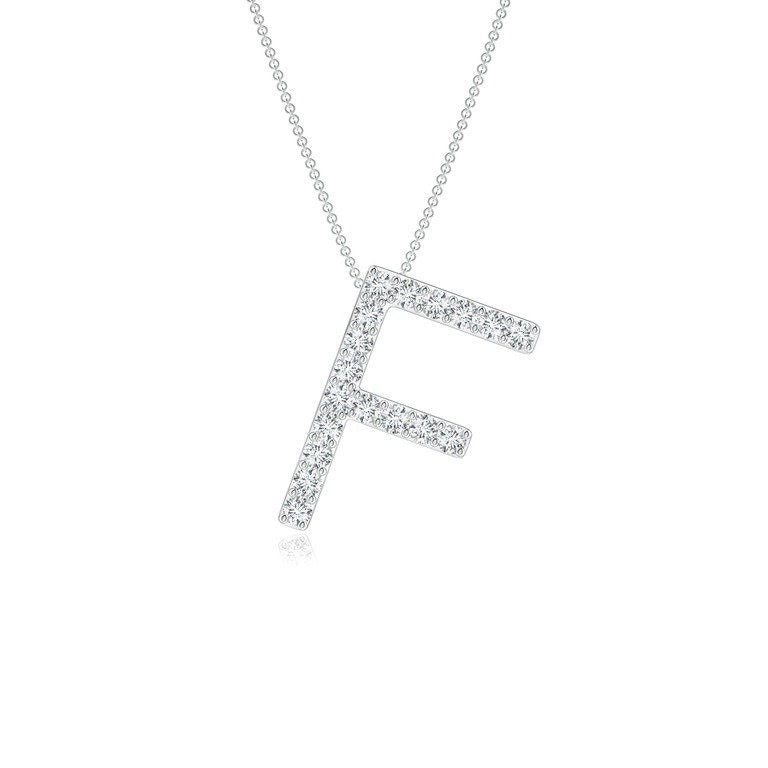 Moissanite Capital "F" Initial Pendant White Gold