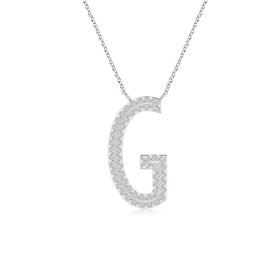 Double Row letter G lab grown diamond initial pendant in white gold