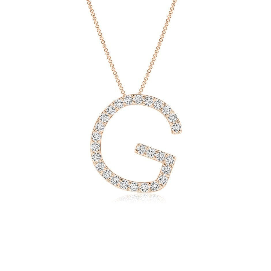 Moissanite Capital "G" Initial Pendant Rose Gold