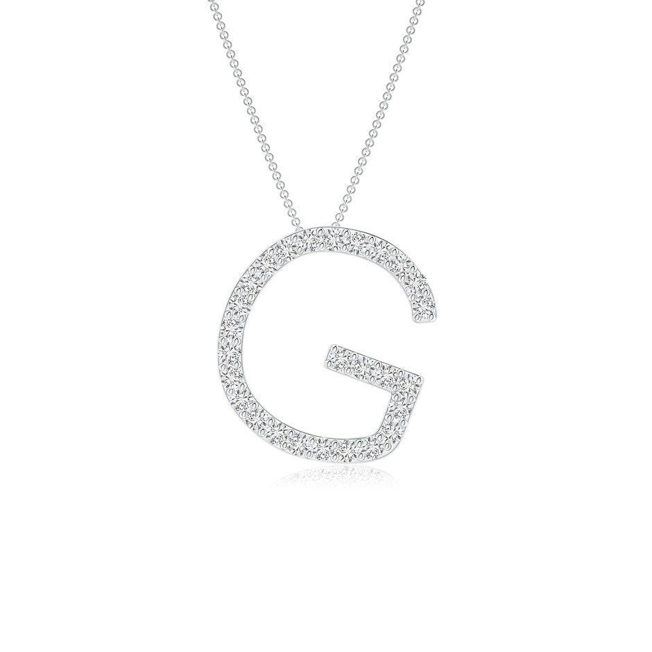 Dainty letter G lab grown diamond initial pendant in white gold