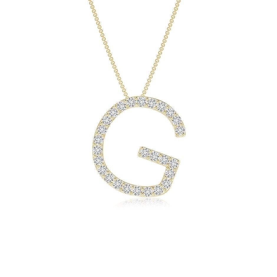 Moissanite Capital "G" Initial Pendant Yellow Gold