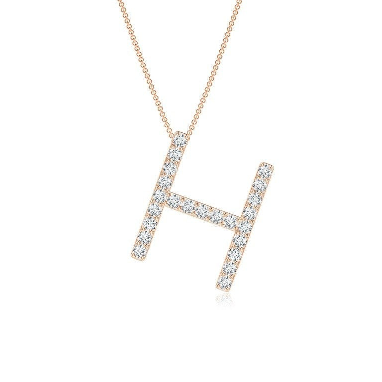 Moissanite Capital "H" Initial Pendant Rose Gold