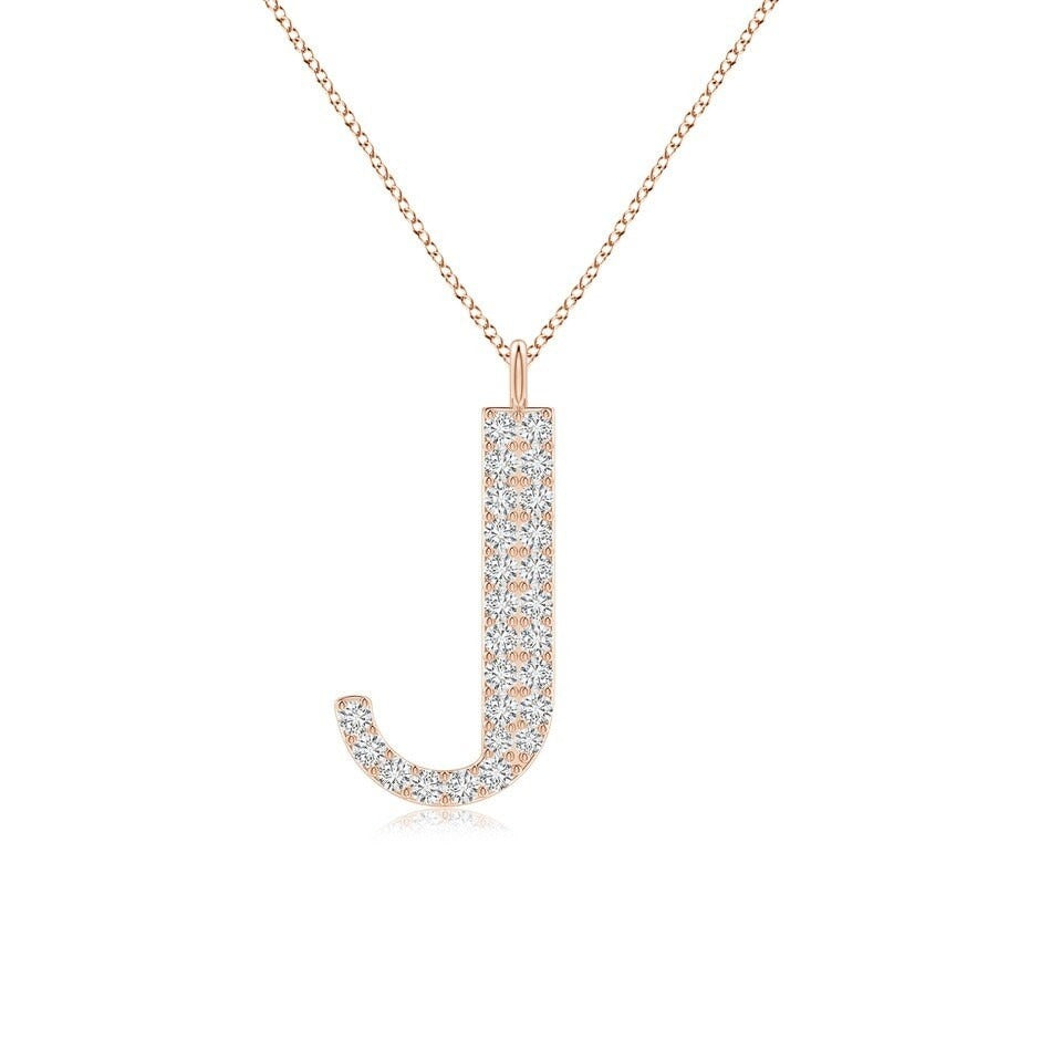 Micro Pavé letter J lab grown diamond initial pendant in rose gold