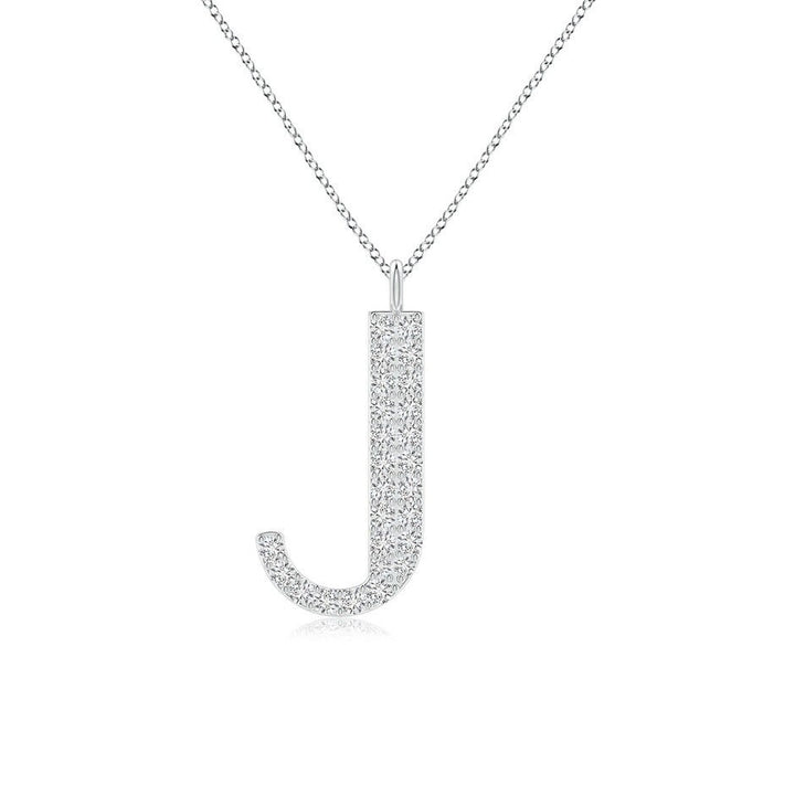 Moissanite Capital "J" Initial Necklaces White Gold