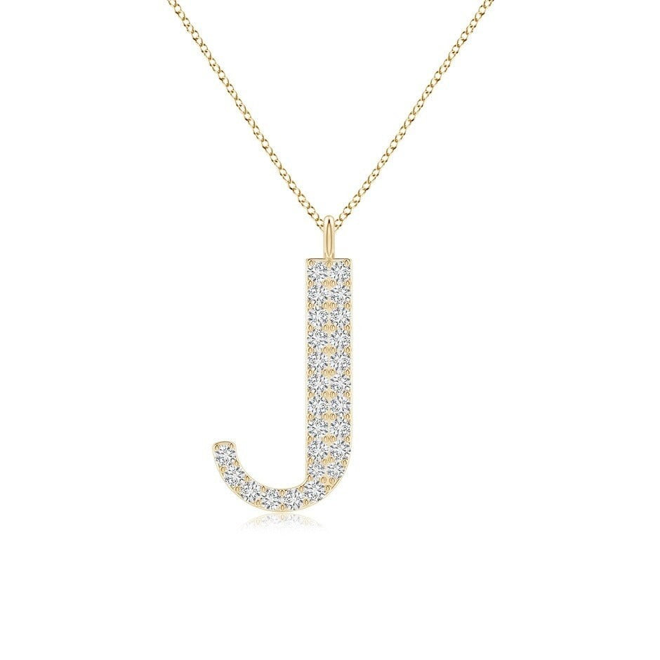 Moissanite Capital "J" Initial Necklaces Yellow Gold