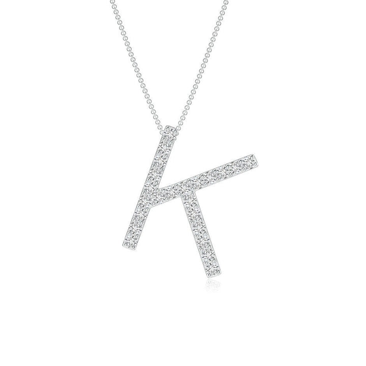 Moissanite Capital "K" Initial Necklaces White Gold