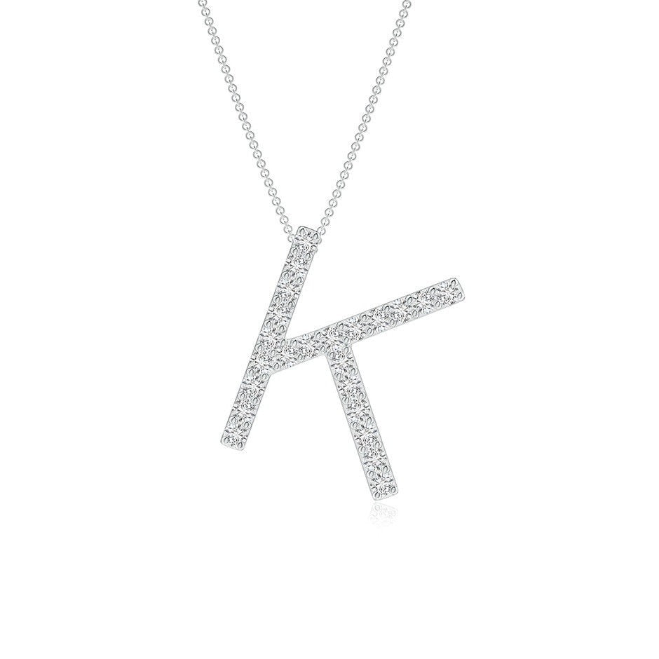 Dainty letter K lab grown diamond initial pendant in white gold