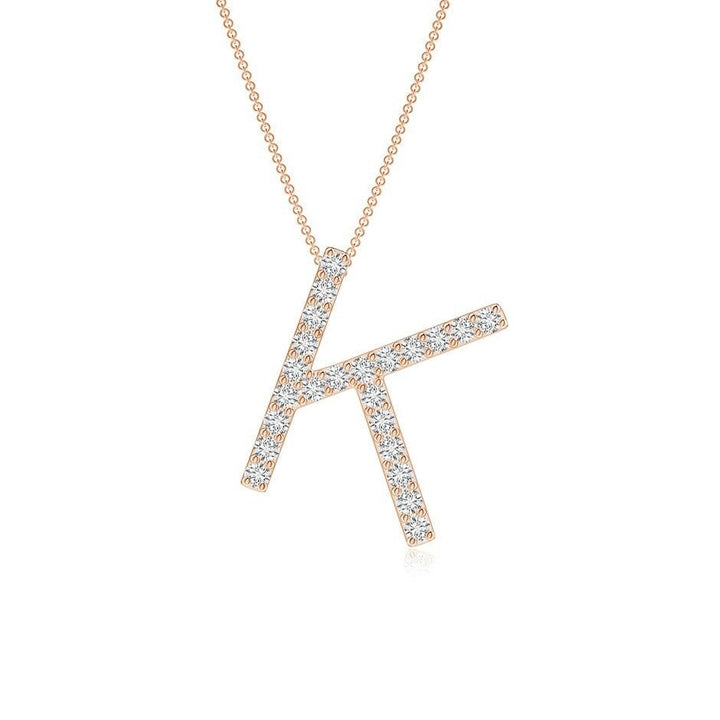 Dainty letter K lab grown diamond initial pendant in rose gold