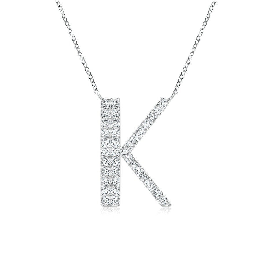 Pavé letter K lab grown diamond initial pendant in white gold