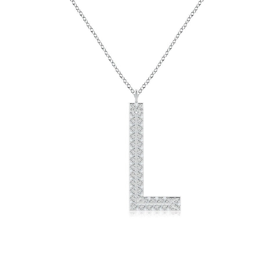 Double Row letter L lab grown diamond initial pendant in white gold