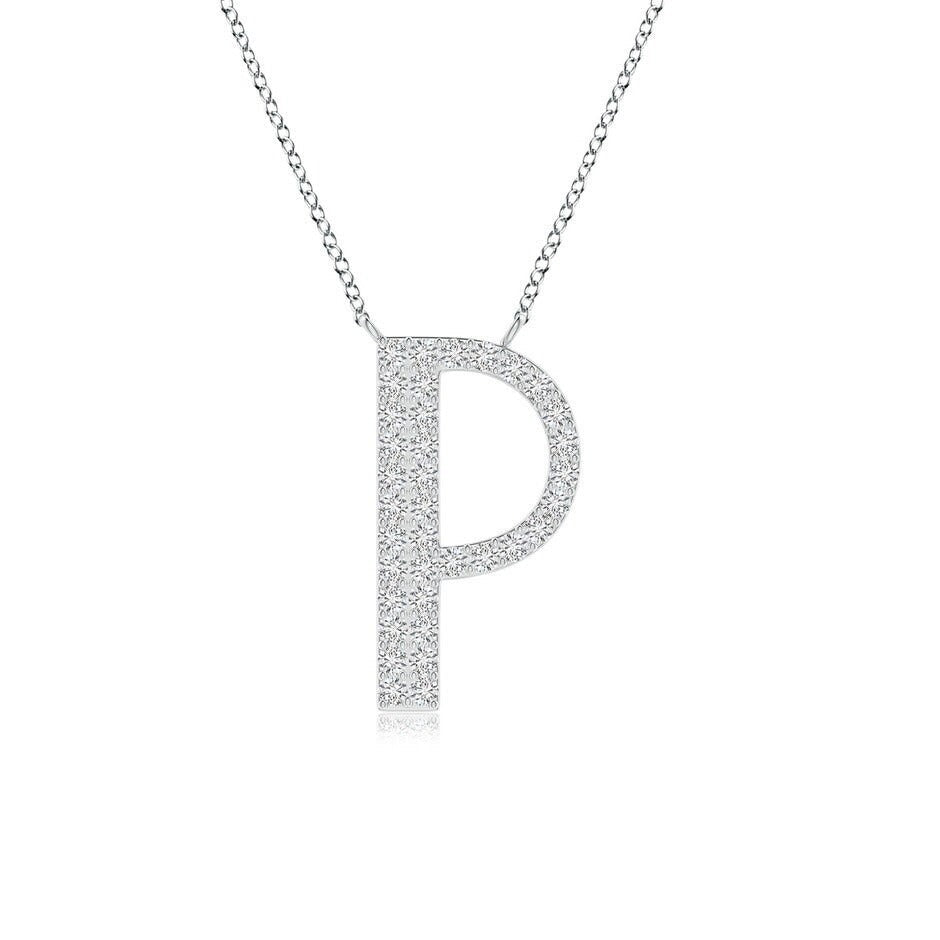 Pavé letter P lab grown diamond initial pendant in white gold