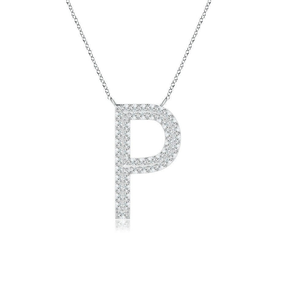 Double Row letter P lab grown diamond initial pendant in white gold