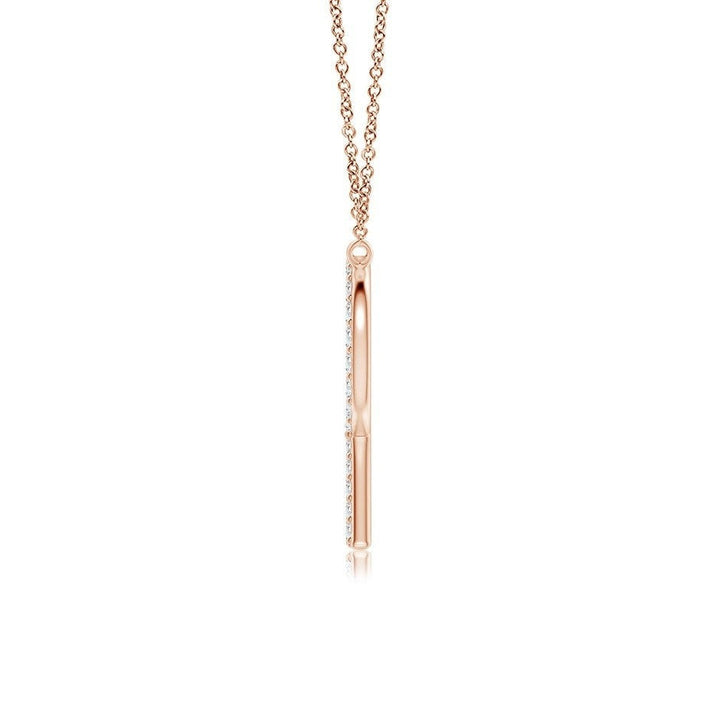 Pavé letter R lab grown diamond initial pendant in rose gold
