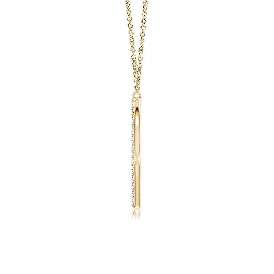 Pavé letter R lab grown diamond initial pendant in yellow gold