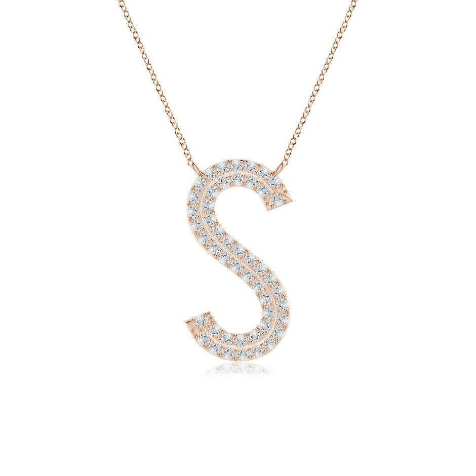 Moissanite Capital "S" Initial Necklaces Rose Gold