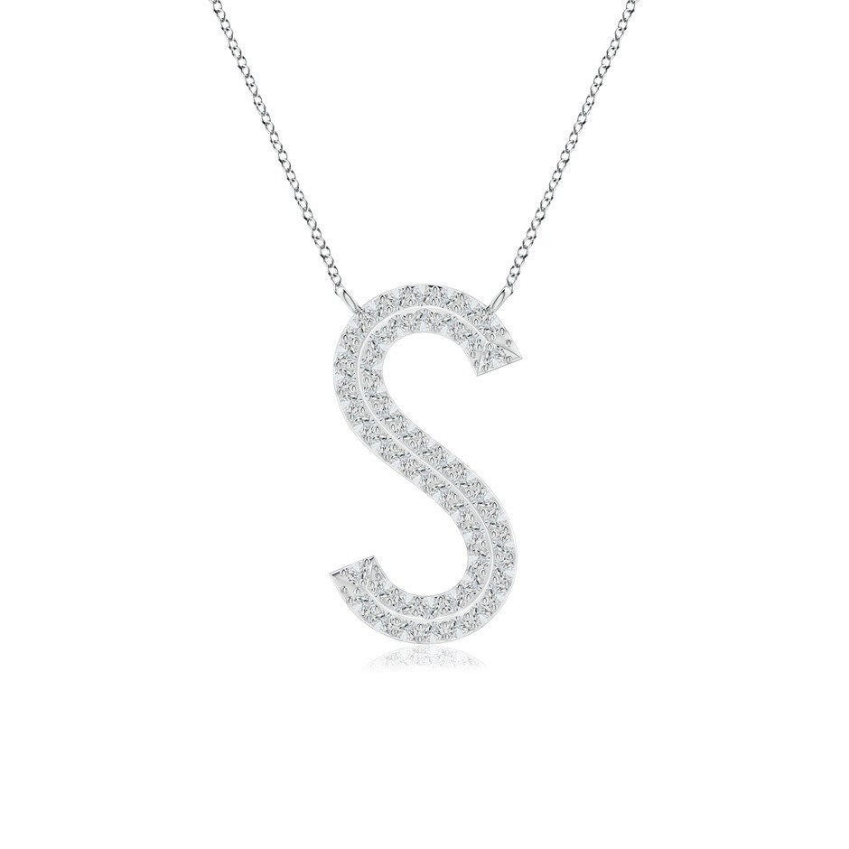Double Row letter S lab grown diamond initial pendant in white gold