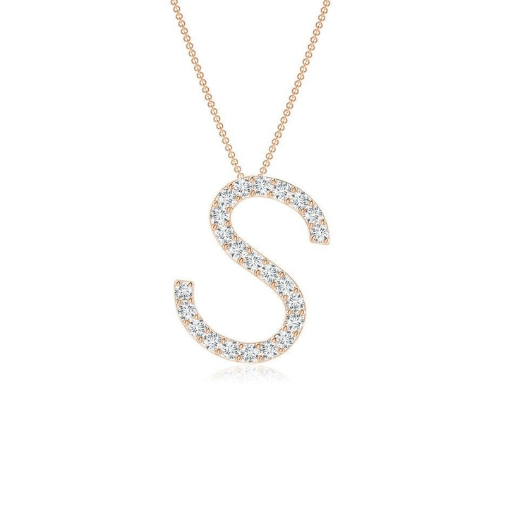 Moissanite Capital "S" Initial Pendant Rose Gold