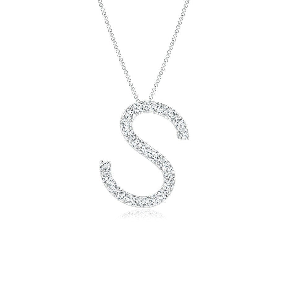 Moissanite Capital "S" Initial Pendant White Gold