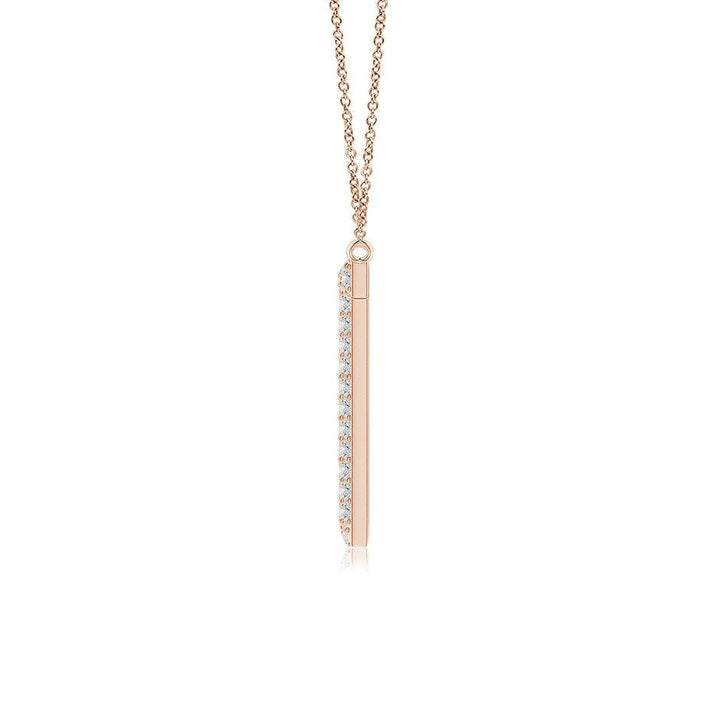 Double Row letter T lab grown diamond initial pendant in rose gold