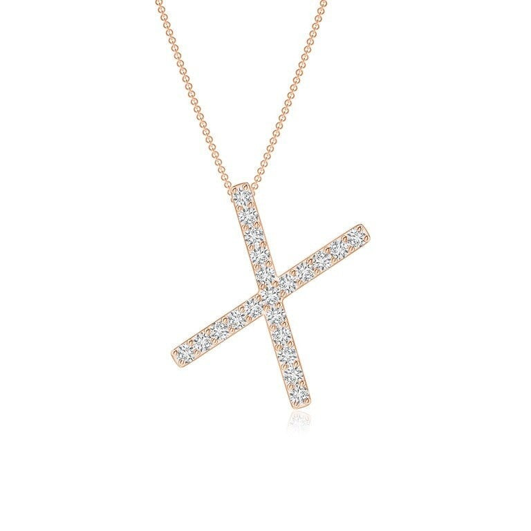 Dainty letter X lab grown diamond initial pendant in rose gold