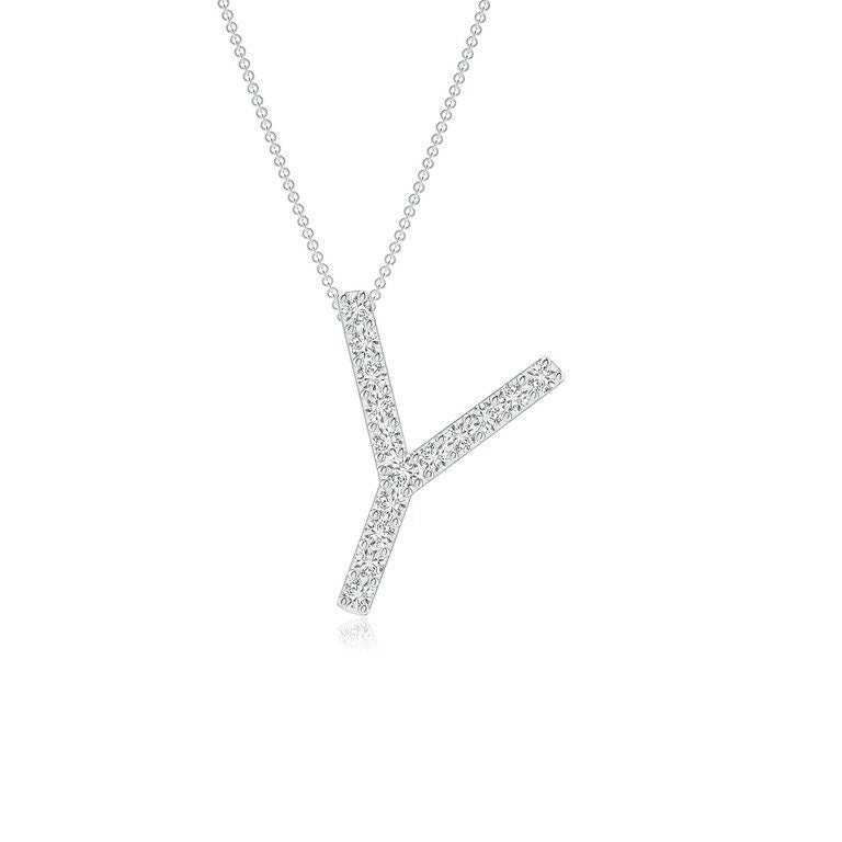 Moissanite Capital "Y" Initial Pendant White Gold