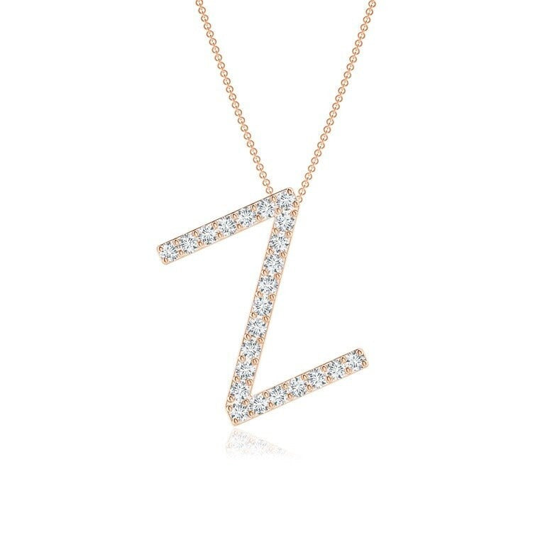 Moissanite Capital "Z" Initial Pendant Rose Gold