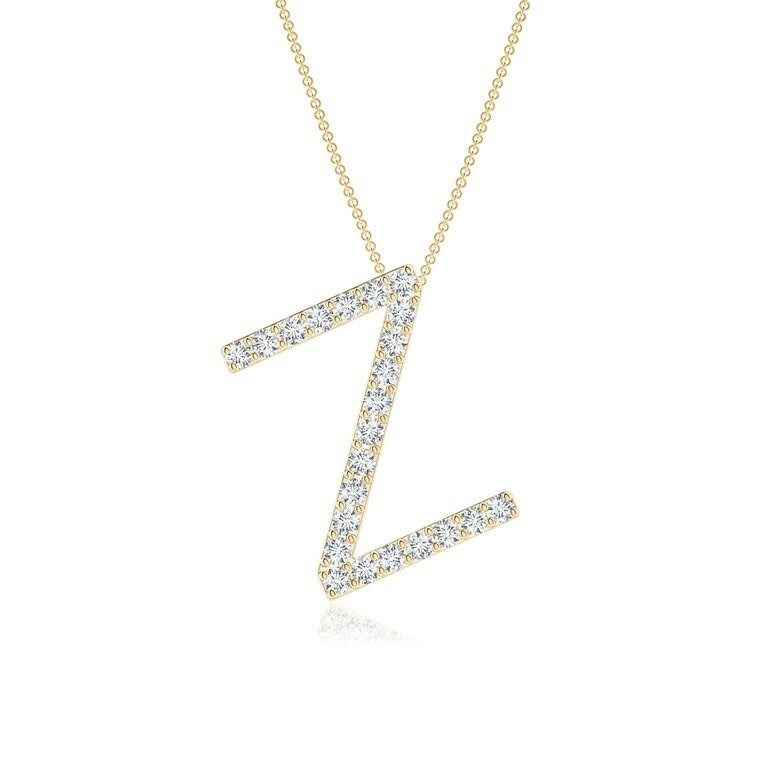 Moissanite Capital "Z" Initial Pendant Yellow Gold