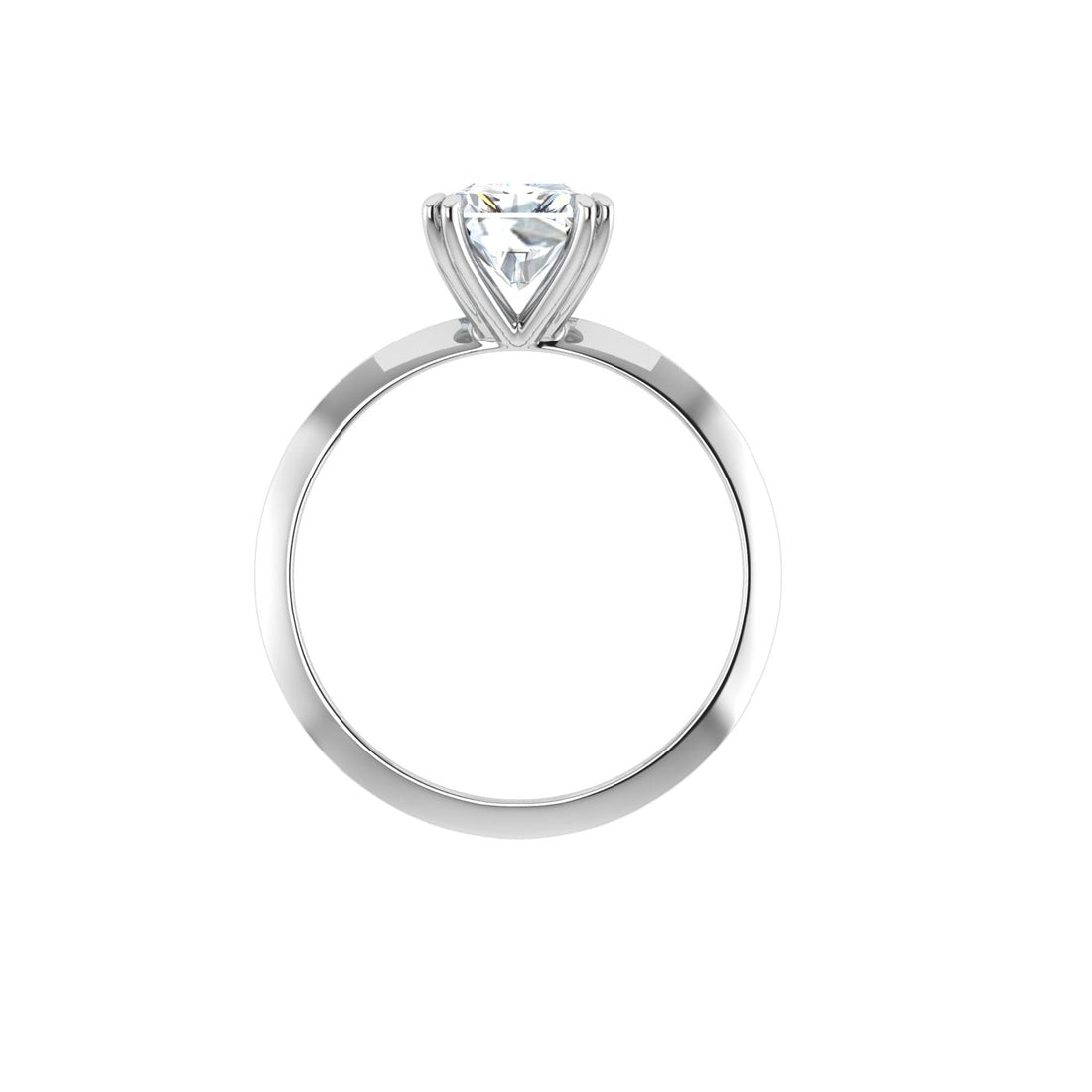 Moonstone Double Claw Radiant Moissanite Engagement Ring White Gold