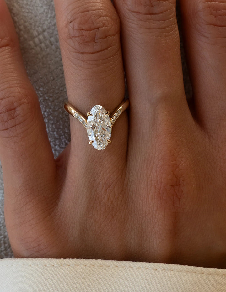 Moval Cut Moissanite Grande Adorned Eve Engagement Ring