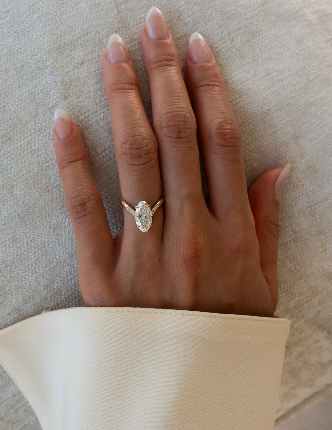 Moval Cut Moissanite Grande Adorned Eve Engagement Ring