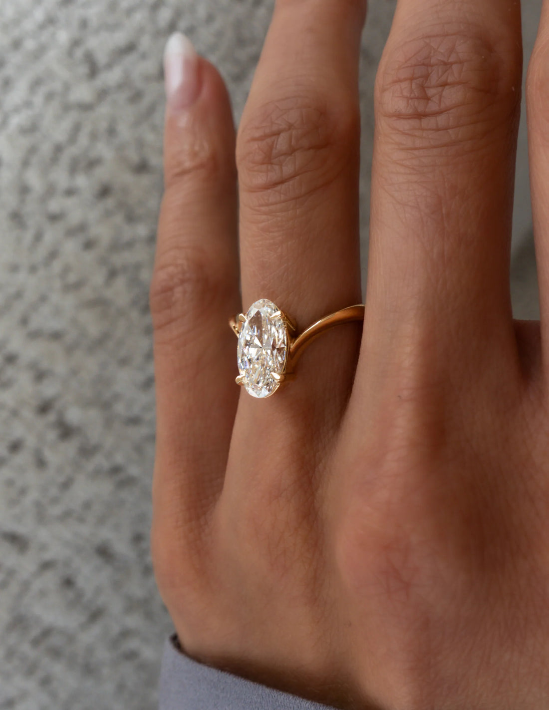 Moval Cut Moissanite Grande Eve Engagement Ring