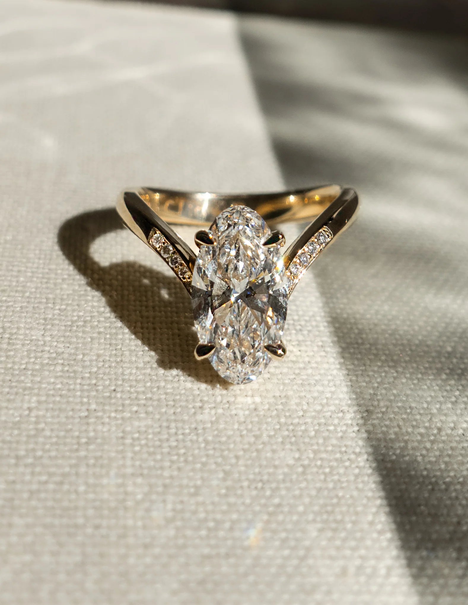 Moval Cut Moissanite Grande Adorned Eve Engagement Ring