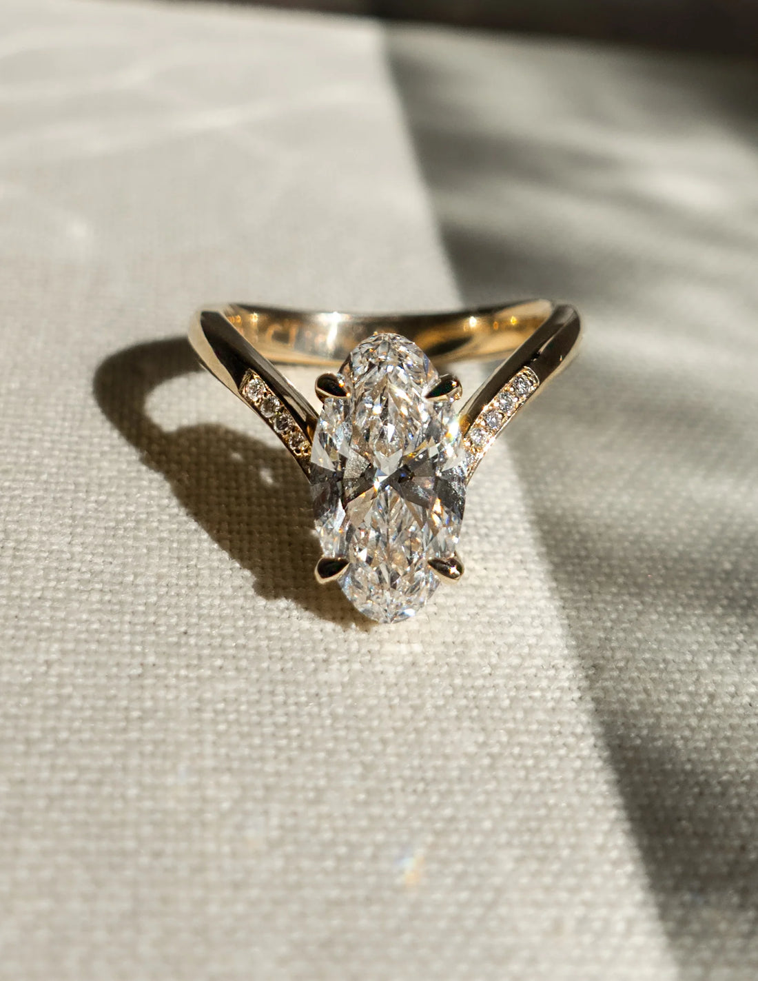 Moval Cut Moissanite Grande Adorned Eve Engagement Ring